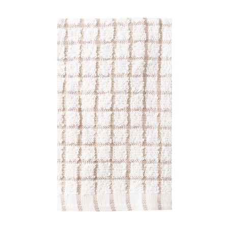 Ritz Classic Check Dish Cloth 100% Cotton Terry Natural/Taupe 23200